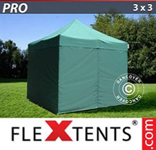 Faltzelt FleXtents PRO 3x3m Grün, mit 4 wänden