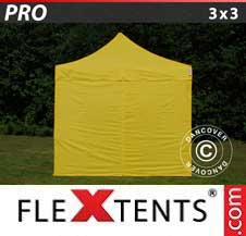 Faltzelt FleXtents PRO 3x3m Gelb, mit 4 wänden