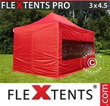 Faltzelt FleXtents PRO 3x4,5m Rot, mit 4 wänden