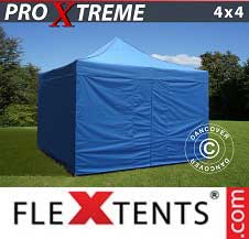 Faltzelt Flextents Pro Xtreme 4x4m Blau, inkl. 4 Wänden