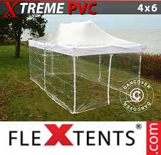 Faltzelt Flextents Pro Xtreme 4x6m Transparent, mit 8 Wänden